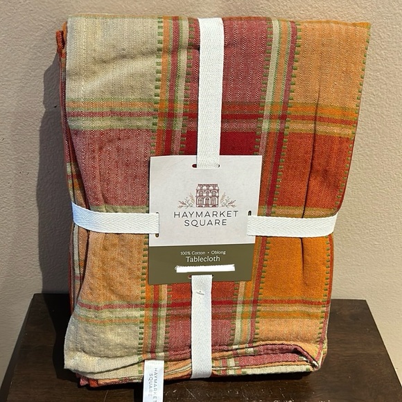 Other - Haymarket Square Tablecloth Fall Thanksgiving Plaid Country New 60”x104” Oblong